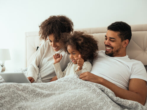 A young family at bedtime