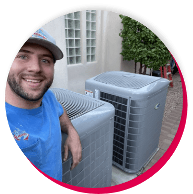 worker with HVAC units